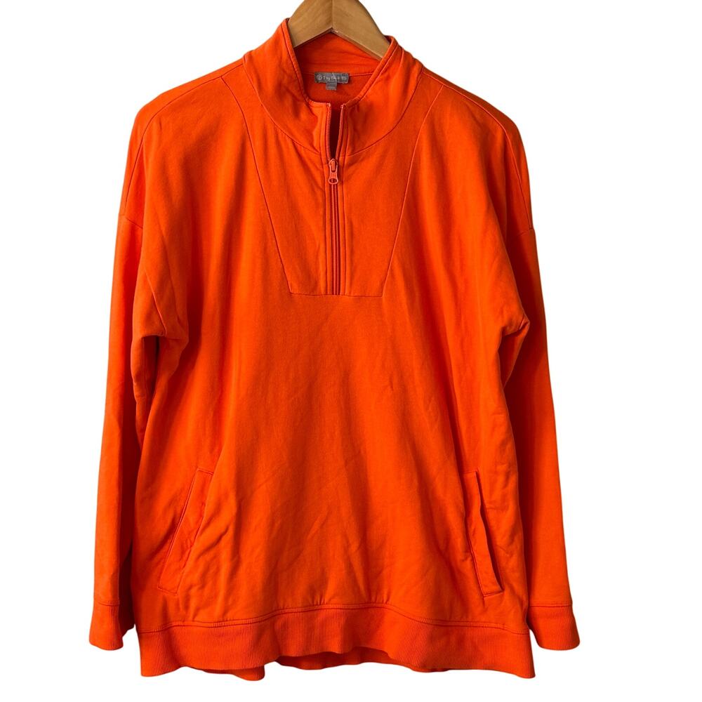 Talbots Half Zip Lightweight Athletic Orange Pullover Sweatshirt Large Petite